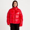 Doudoune col montant bas resserr&eacute; rouge femme