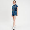 Combishort zipp&eacute;e en jean denim double stone femme