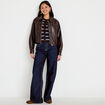 Gilet manches longues marron fonc&eacute; femme