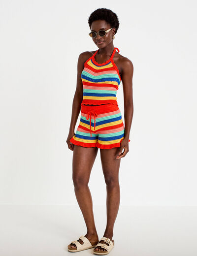 Short crochet rouge femme