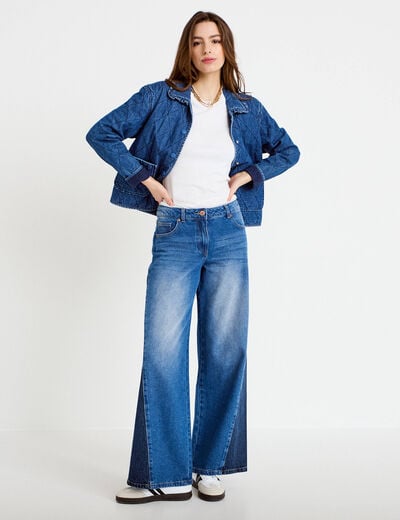 Jean wide leg taille basse denim double stone femme