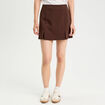 Jupe-short droite fentes marron fonc&eacute; femme