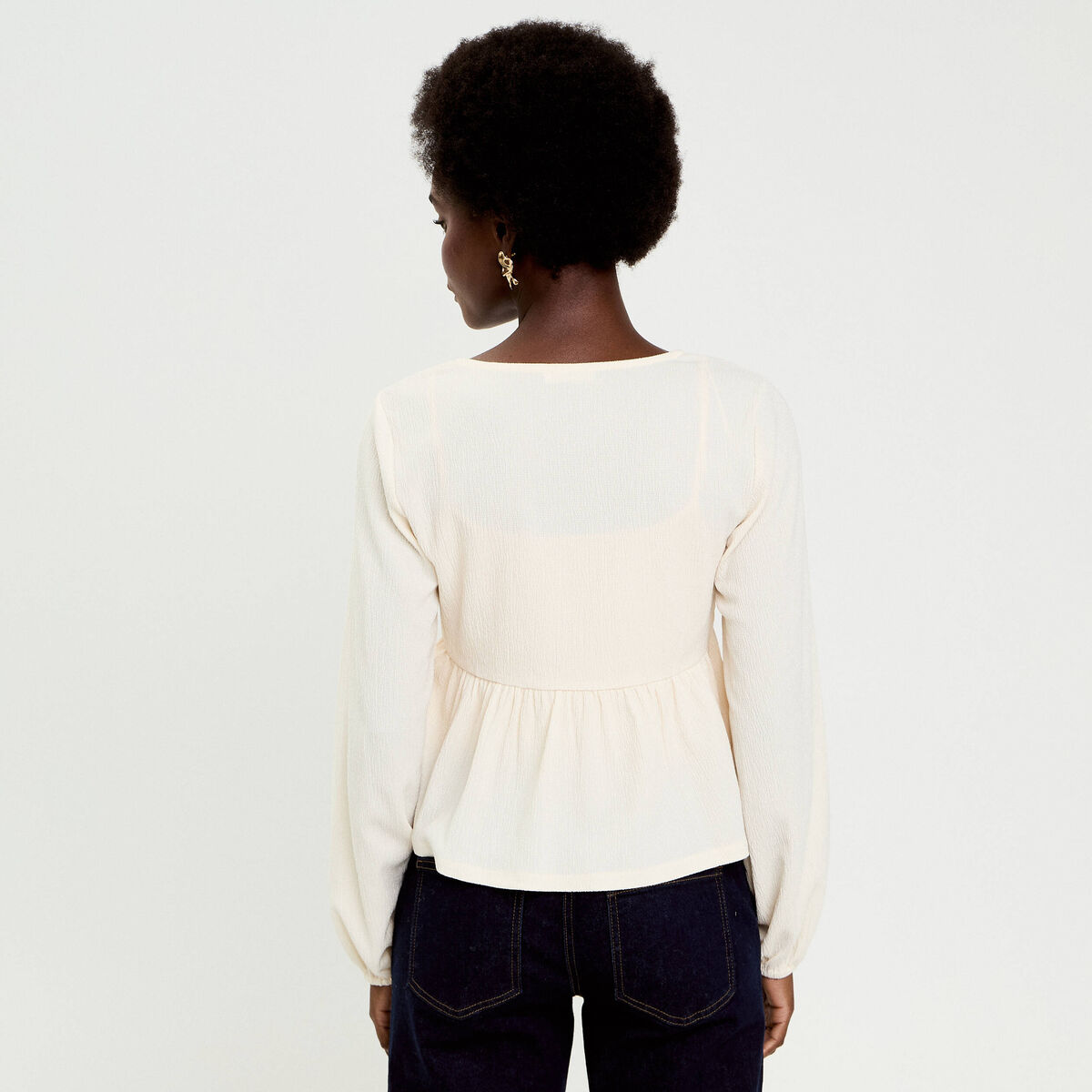Blouse brod&eacute;e ecru femme