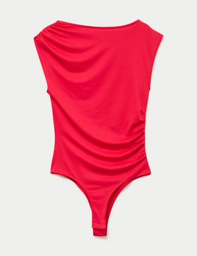 Body ajust&eacute; d&eacute;collet&eacute; sans manches rouge femme