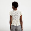 Blouse manches courtes aspect dentelle ecru femme