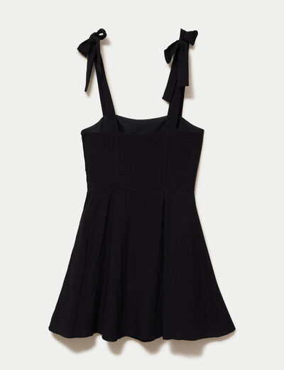 Robe patineuse courte &agrave; fines bretelles noir femme