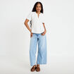 Blouse plastron brod&eacute; manches courtes ecru femme