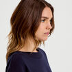 Sweat duveteux col rond manches longues bleu marine femme