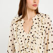 Blouse droite col v manches longues blanc femme