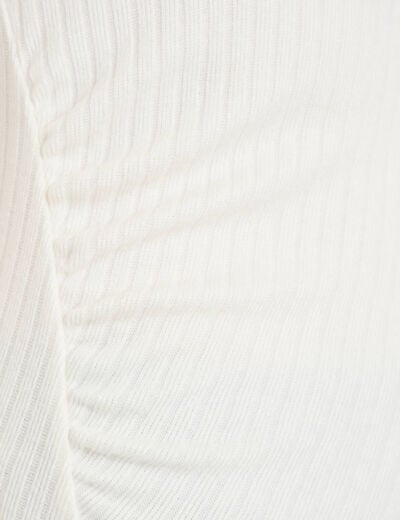 Top ajust&eacute; manches longues col rond ecru femme