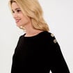 Pull fin col rond manches longues noir femme