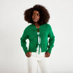 Gilet court nou&eacute; vert fonc&eacute; femme