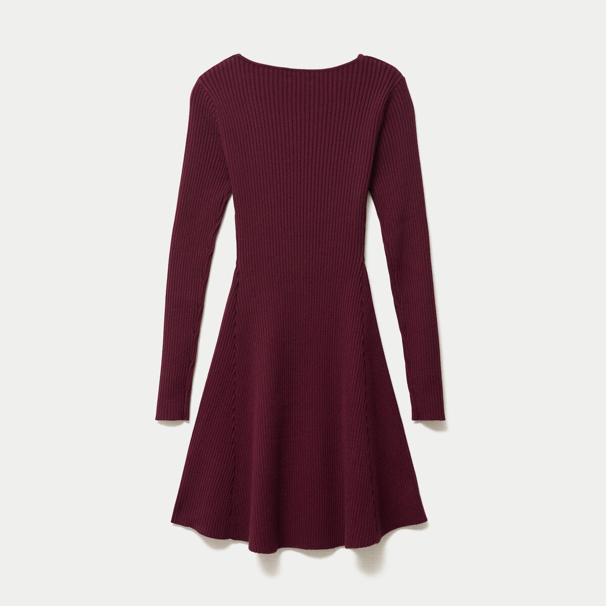 Robe pull patineuse manches longues bordeaux femme