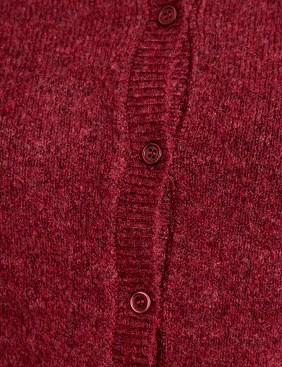 Gilet boutonn&eacute; manches longues rouge fonc&eacute; femme