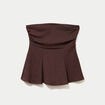 Bustier p&eacute;plum ajust&eacute; cropped pliss&eacute; marron fonc&eacute; femme