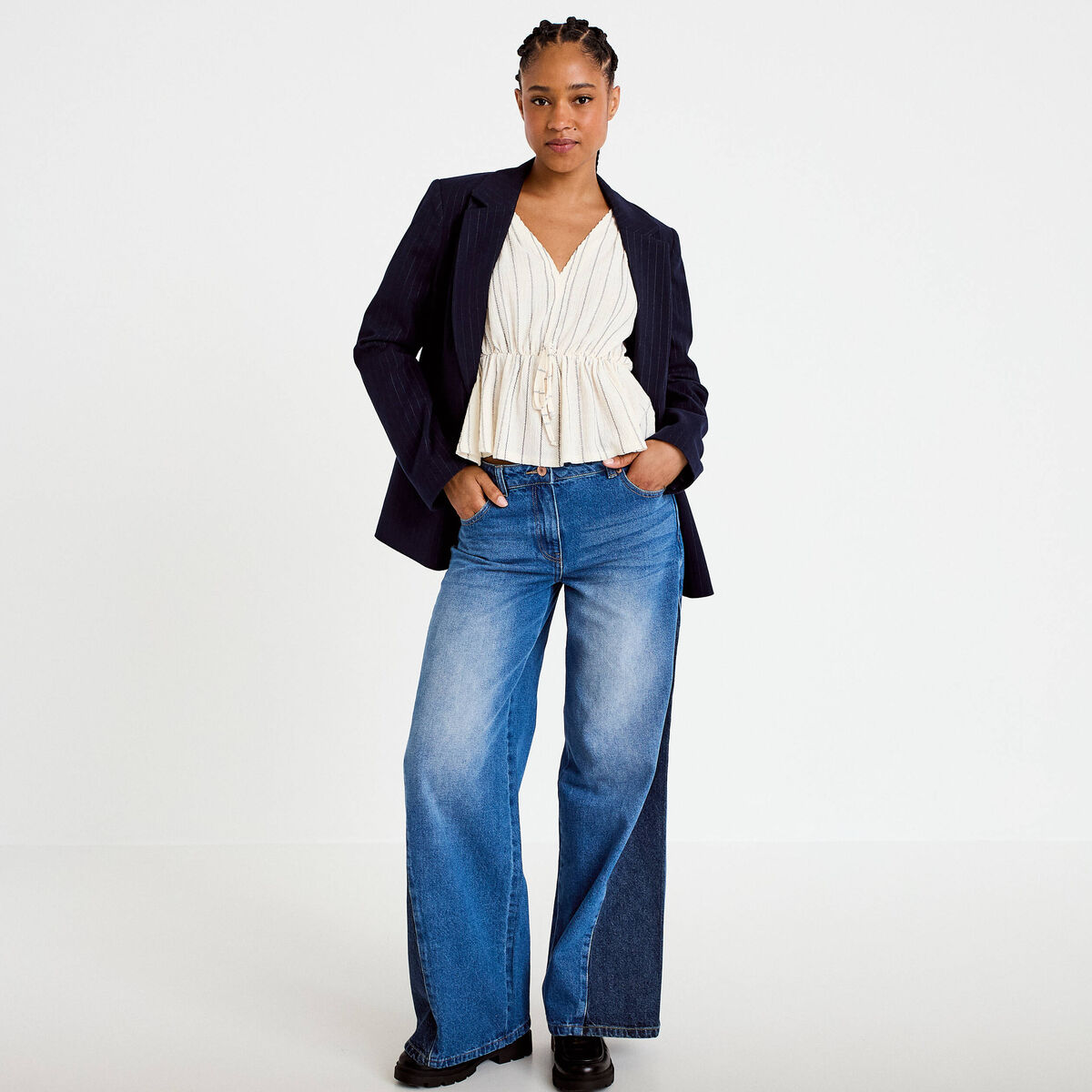Blouse sans manches col v blanc femme