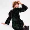 Robe &agrave; sequins dos nou&eacute; vert fonc&eacute; femme