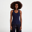 D&eacute;bardeur c&ocirc;tel&eacute; col rond bleu marine femme