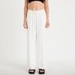 Pantalon large taille standard ecru femme