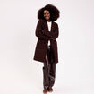 Manteau bouclette marron fonc&eacute; femme