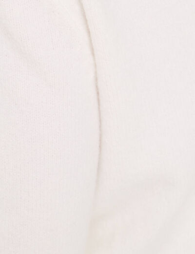 Pull d&eacute;collet&eacute; dos avec fleurs en relief ecru femme