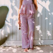 Pantalon large taille standard rose clair femme