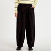 Pantalon barrel taille basse noir femme