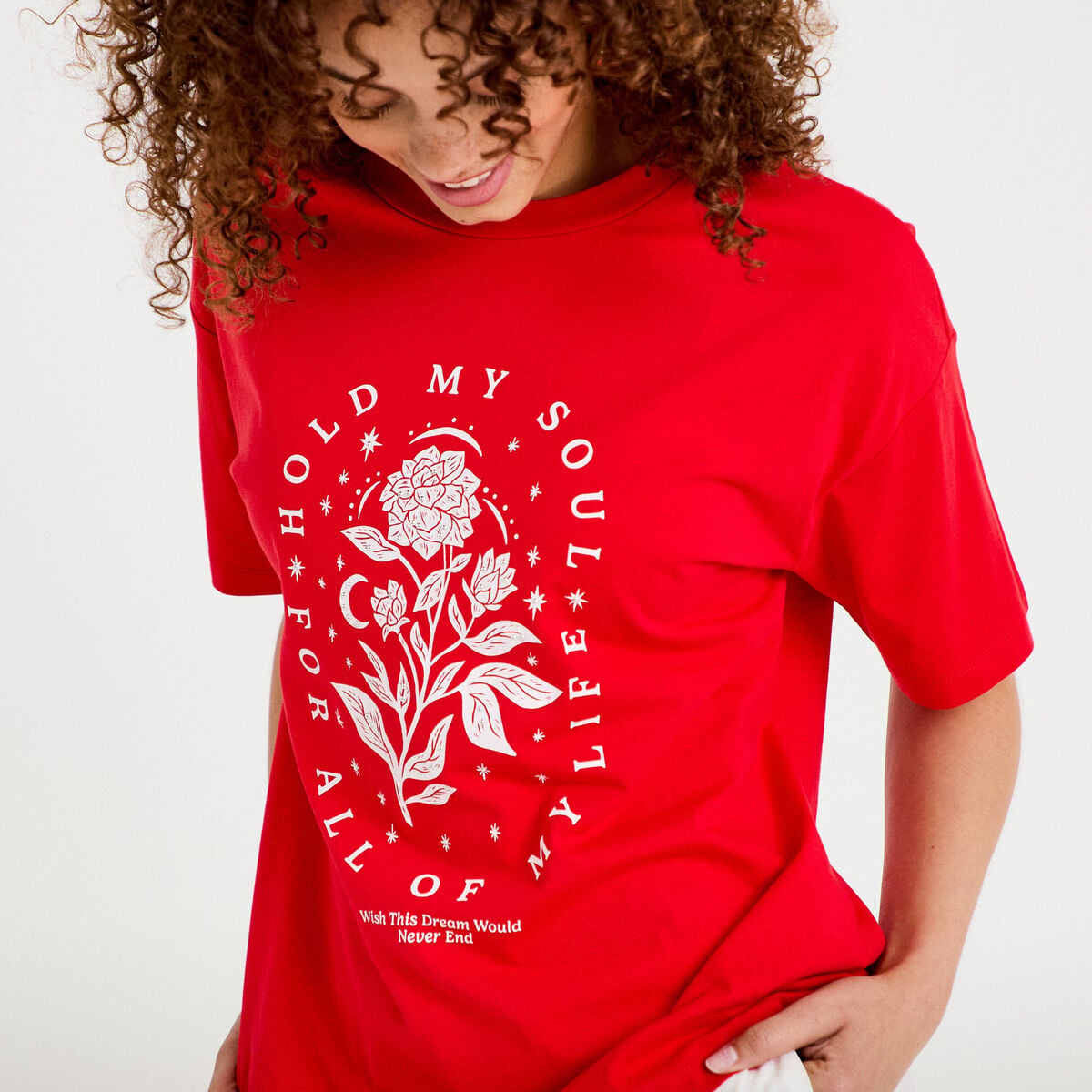 T-shirt oversize manches courtes rouge femme