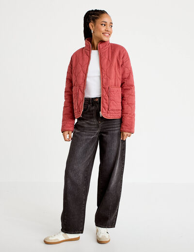Veste matelass&eacute;e zipp&eacute;e vieux rose femme
