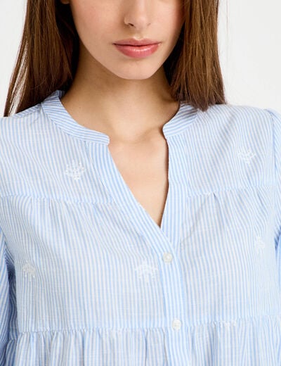 Chemise droite manches 3/4 blanc femme
