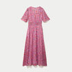 Robe longue &eacute;vas&eacute;e voile manches courtes rose femme
