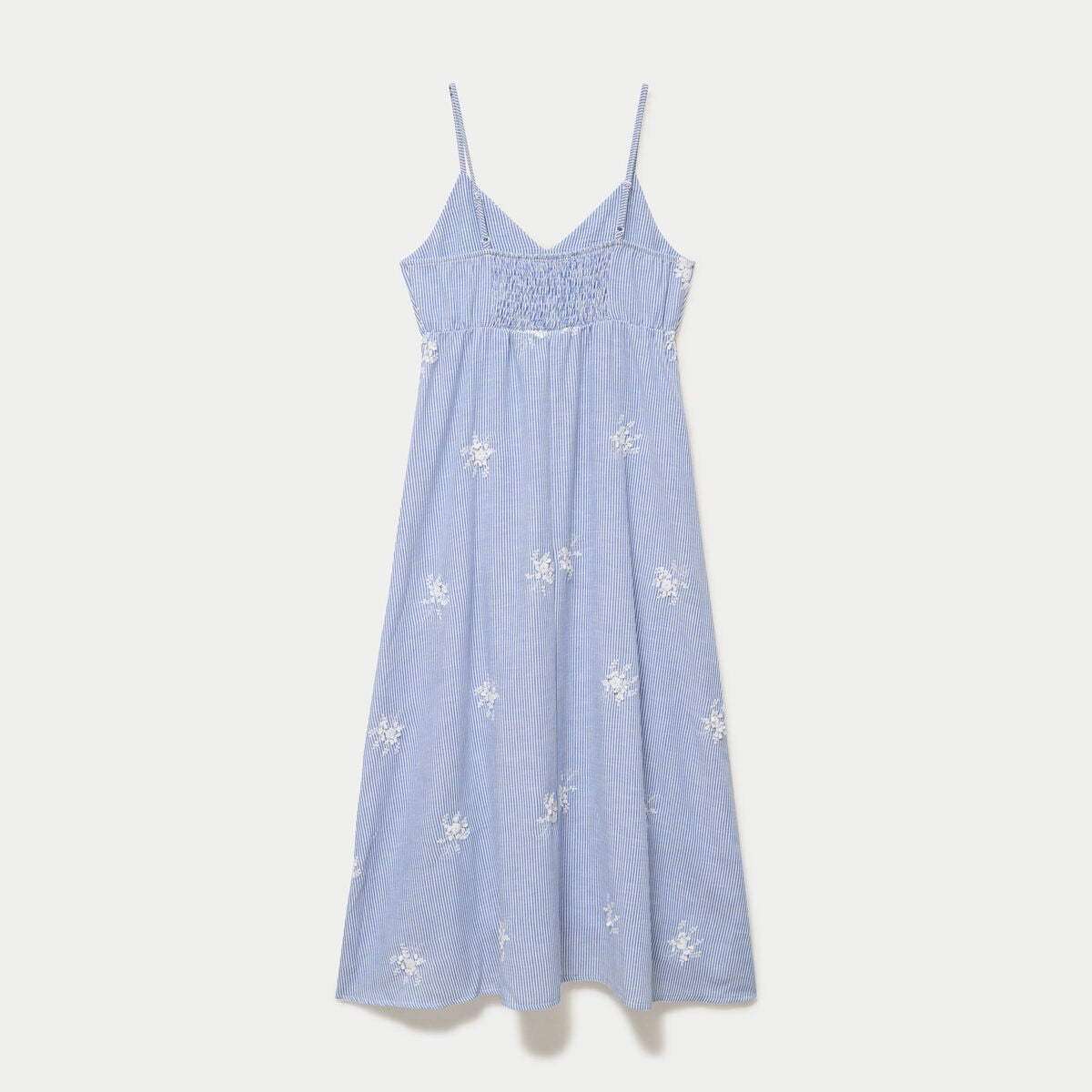 Robe longue &eacute;vas&eacute;e col v bretelles blanc femme