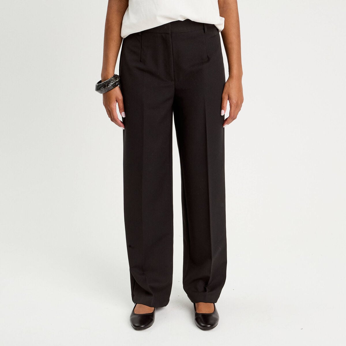 Pantalon bootcut taille haute noir femme