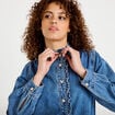 Robe &eacute;vas&eacute;e jean col montant denim double stone femme