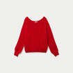 Pull ample col bateau manches longues rouge femme