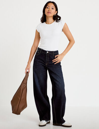 Jean coupe large denim brut femme