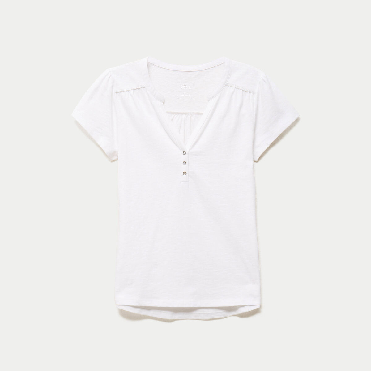 T-shirt boutonn&eacute; sur le devant blanc femme