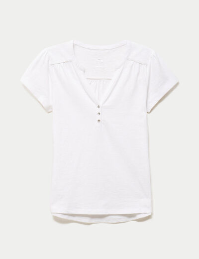 T-shirt boutonn&eacute; sur le devant blanc femme