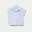Chemise sans manches col am&eacute;ricain bleu ciel femme