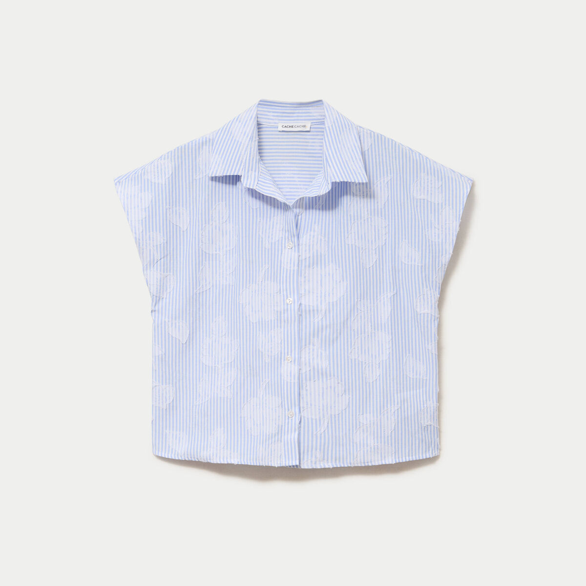 Chemise sans manches col am&eacute;ricain bleu ciel femme