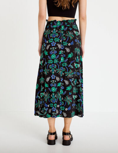 Jupe longue &eacute;vas&eacute;e taille haute noir femme