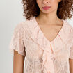 Top dentelle et volants rose clair femme