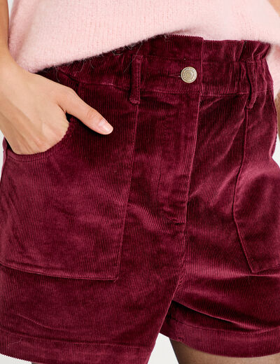 Short large en velours bordeaux femme