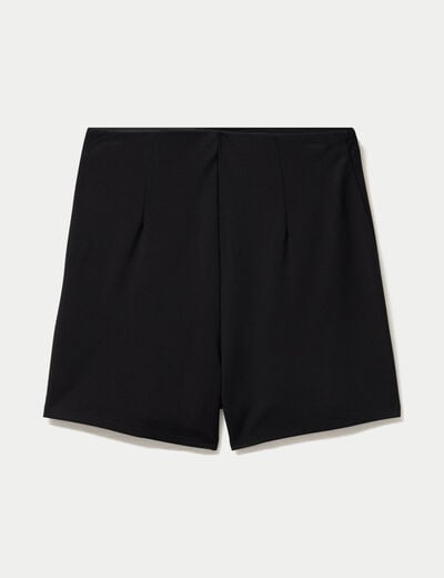 Jupe-short trap&egrave;ze en maille noir femme