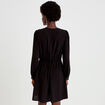 Robe courte &eacute;vas&eacute;e col v manches longues noir femme