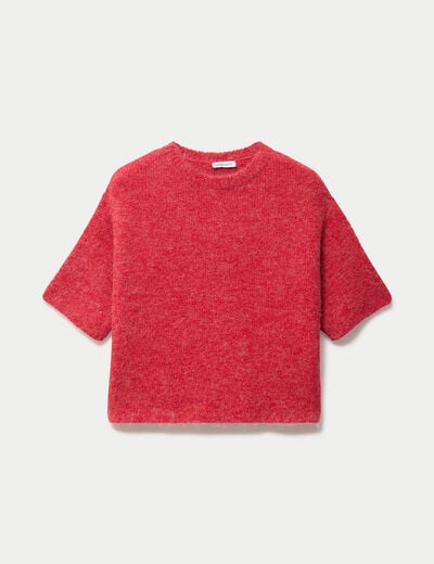 Pull manches courtes rouge femme