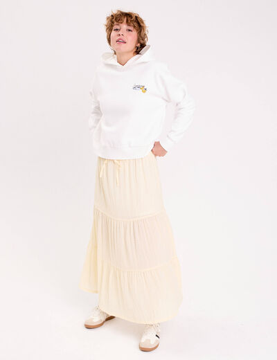Jupe longue trap&egrave;ze jaune femme
