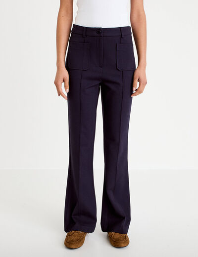 Pantalon bootcut taille standard bleu marine femme