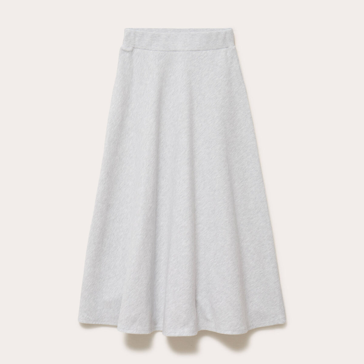 Jupe longue &eacute;vas&eacute;e en maille gris clair femme