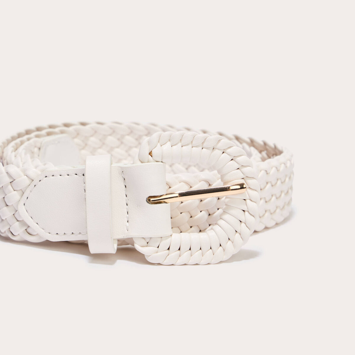 Ceinture large tress&eacute;e chin&eacute;e ecru femme